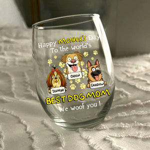 Woof Best Dog Mom Personalized Wine Glass Mother's Day Gifts HA75 892154