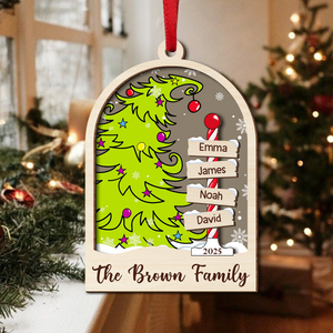 Personalized Family Name 2025 Christmas Keepsake 2 Layers Wooden Ornament LM32 897343