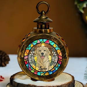 Custom Dog Portrait Photo With Memorial Candlelight Lantern Ornament HO82 900192