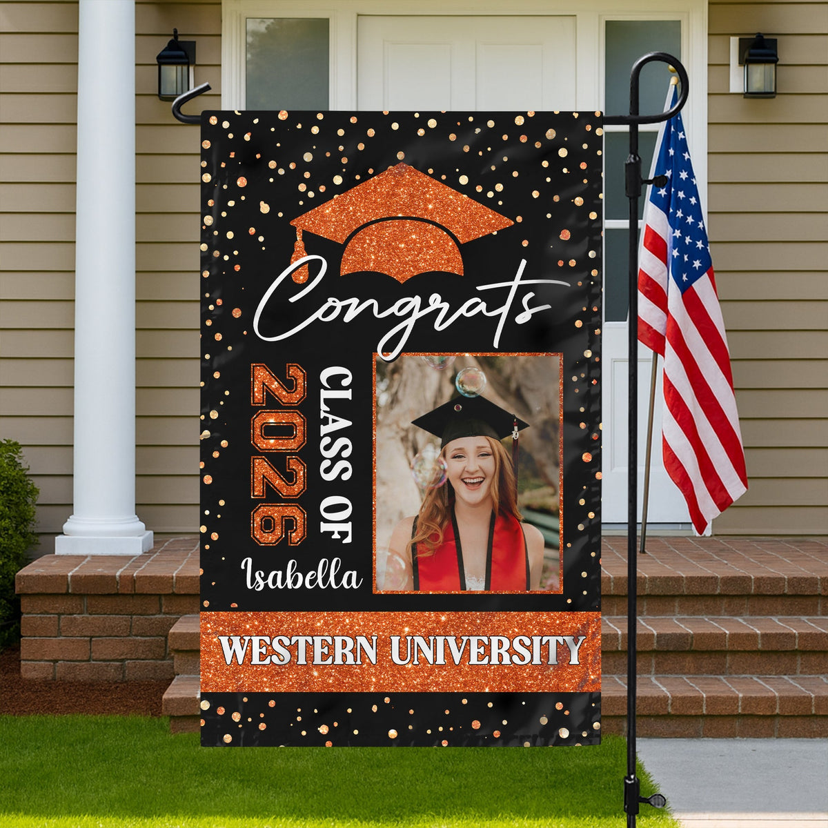 Custom Photo Class of 2026 Congratulations Graduation Garden Flag HO82 901708