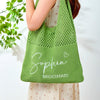 Personalized Knitted Beach Bag With Embroidered Name - Summer Gift For Women, Mother's Day, Wife, Girlfriend HO82 902008