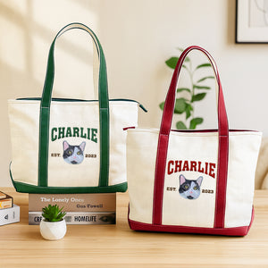 Custom Pet Face and Pet Name Embroidered Monogram Beach Bag HO82 894242