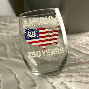 250 Years America Anniversary 250th Independence Day Wine Glass HA75 897358