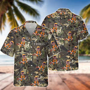 Custom Funny Photo Hunting Dad Hawaiian Shirt For Hunting Season CH07 895770