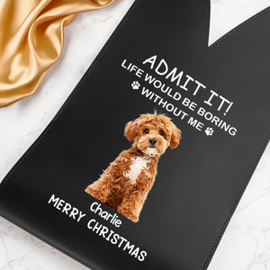 Custom Dog Cat Photo Life Would Be Boring Without Me Christmas Leather Wine Bag LM32 893871