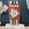 Custom Kids Names Papa Fist Bump Leather Tumbler - Personalized Gift for Dad And Grandpa HO82 902614