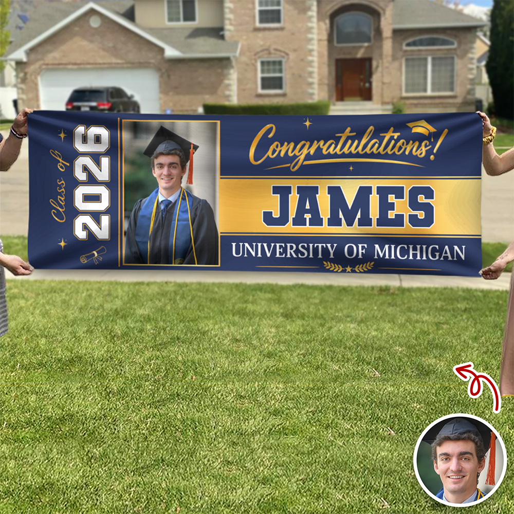 Custom Photo Class of 2026 Congrats Graduation Banner Party Decor HA75 921246
