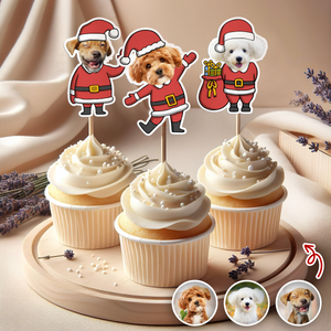 Custom Funny Dog Photo Christmas Cupcake Toppers Xmas Decor TH10 894767