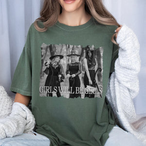 Custom Photo Girls Will be Girls Halloween Witch Comfort Shirt, Gift For Bestie, Sisters HO82 894920