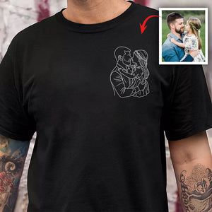 Custom Dad And Kids Portrait Photo Drawing Style Family Dark Shirt Gift For Father's Day, Birthday Gifts HO82 893988