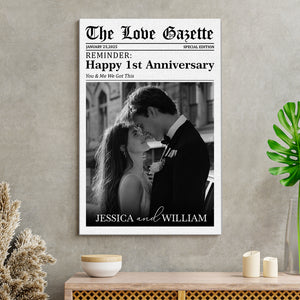 The Love Gazette Custom Couple Photo Newspaper Style Poster Canvas Anniversary Gift for Couple CH07 896484