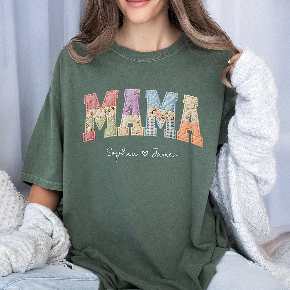 Custom Kids' Names Mom, Gigi Faux Patchwork Comfort Shirt Gift For Mother's Day HO82 902034