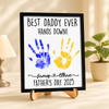Personalized DIY Handprint Sign - Best Dad Ever Sign Wooden Plaque With Stand TH10 892983
