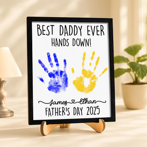 Personalized DIY Handprint Sign - Best Dad Ever Sign Wooden Plaque With Stand TH10 892983
