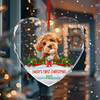 Custom Photo Dog Cat Christmas Heart Shaped Glass Ornament HA75 898092