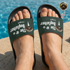 Custom Photo The Dog Father Funny Dog Dad Gift Slide Sandals - Gift For Dog Dad, Dog Lovers HO82 902594