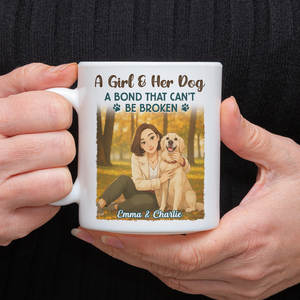 Custom Cartoon Photo Girl With Her Dog Best Friends Forever White Mug LM32 893767