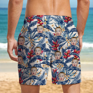 Custom Human Photo Hawaii In The Air Family Man's Beach Short HO82 894274