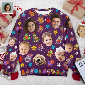 Custom Funny Face Light Up Christmas Ugly Sweater CH07 896802