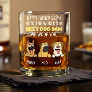 Personalized To The World Best Dog Dad Print Rock Glass Gift For Dog Lovers HO82 893730