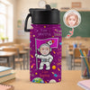 Personalised Photo Cute Astronaut Galaxy Kid Water Bottle with Positive Affirmations Phrase, Back To School Gift for Kids HO82 902976