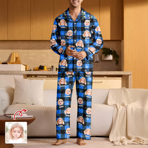 Custom Photo Name Christmas Light Snow Pajamas CH07 895326