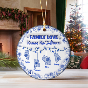 Personalized Family Love Knows No Distance 3D Inflated Effect Ceramic Ornament CH07 899062