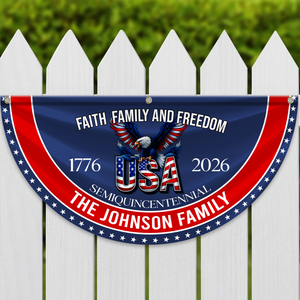 Custom Family Name Faith, Family & Freedom America 250 Years Non-Pleated Fan Flag CH07 910236
