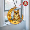 Custom Dog Photo Glass Effect Dog On The Moon Suncatcher LM32 895419