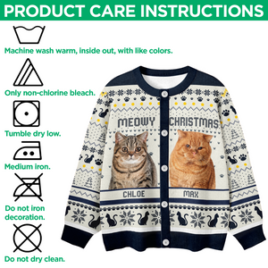 Custom Photo Meowy Christmas Ugly Cardigan For Cat Lover TH10 896575