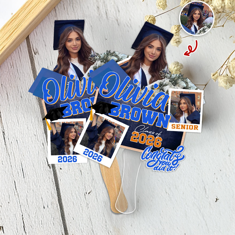 Custom Photo Graduation Class of 2026 Face Fan, Personalized Senior Congrats Grad Gift LM32 899437