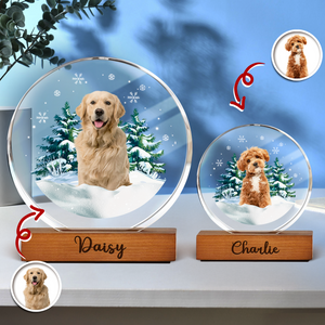 Custom Pet Photo Christmas - Personalized Round Acrylic Frame Block TH10 894407