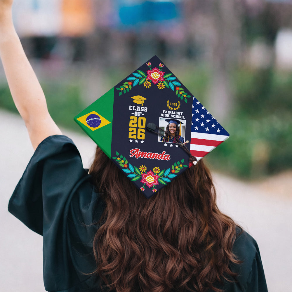 Personalized Country Flag Graduation Cap Topper Class of 2026 Gift CH07 910900