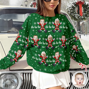 Custom Ho Ho Ho Family Photo Personalized Ugly Sweater Funny Christmas Gift CH07 899674