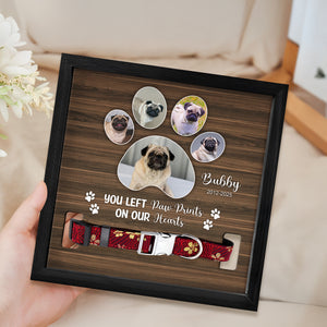 Custom Photo You Left Paw Prints On Our Hearts Memorial Square Collar Frame TH10 892717