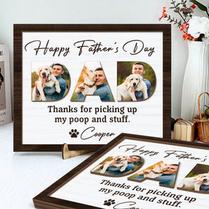 Upload Photo Happy Father's Day, Dog 2-Layered Wooden Plaque With Stand HA75 892518