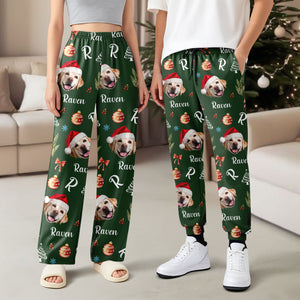 Custom Photo Santa Claus Pine Tree Snowflakes Long Sweatpants LM32 895625