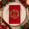 Personalized Initial Letter Christmas Reusable Cotton Napkin HO82 903724