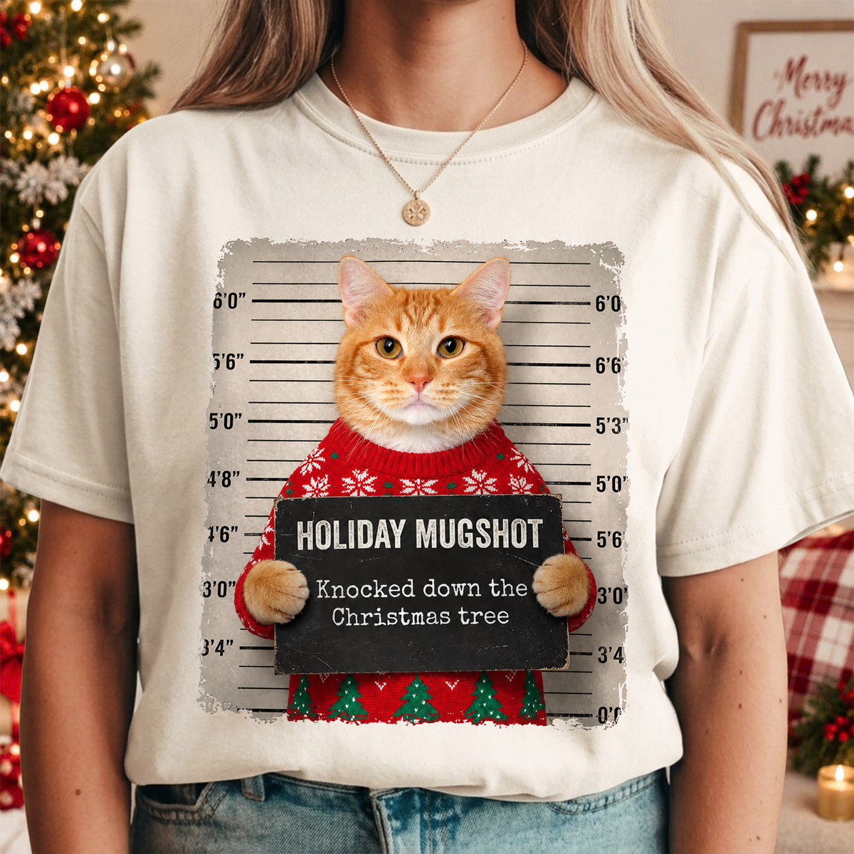 Custom Photo Cat Mugshot Funny Holiday Comfort Shirt For Cat Lover HA75 919590