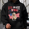 Custom Dog Photo Red White Woof Dark Shirt HA75 892642