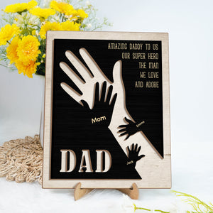 Amazing Daddy To Us Father's Day Gift 2-Layer Wooden Plaque With Stand TH10 892993