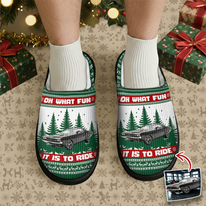 Custom Car Photo Oh What Fun It Is To Ride For Men Slippers Gift For Car Lovers HA75 898142