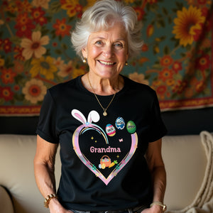 Grandma Easter Heart With Grandkids Bunny Dark Sweatshirt Personalized Gift HO82 893538