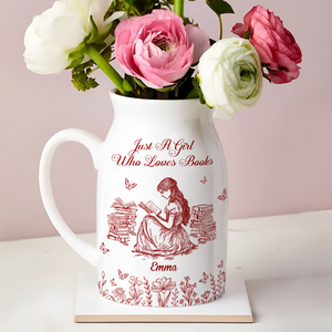 Personalized A Girl Who Loves Books Toile De Jouy Vase LM32 893967
