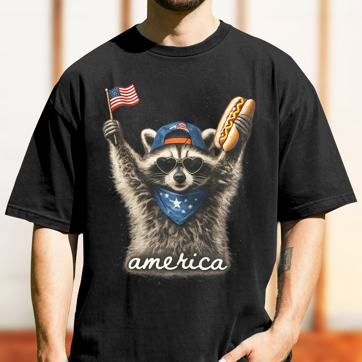 Feral & Free Racoon , 4th of July , USA Independence Day Comfort Shirt TH10 170095