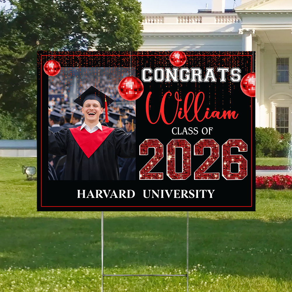 Custom Photo Congrats Graduation Class of 2026 Yard Sign Decor CH07 910354