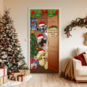 Custom Santa Photo Welcome To Our House Decoration Door Cover LM32 895675