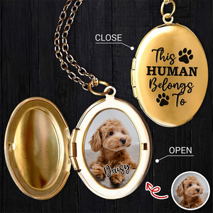 Custom Photo This Human Belongs To Dog Cat Locket Necklace HA75 892990