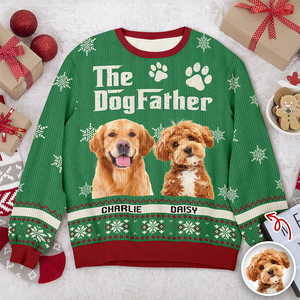 Custom Photo The Dogfather - Personalized Christmas Ugly Sweater CH07 896678