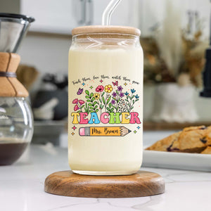 Personalized Glass Can With Lid Teacher Appreciation Gift, Back To School Gift CH07 896158